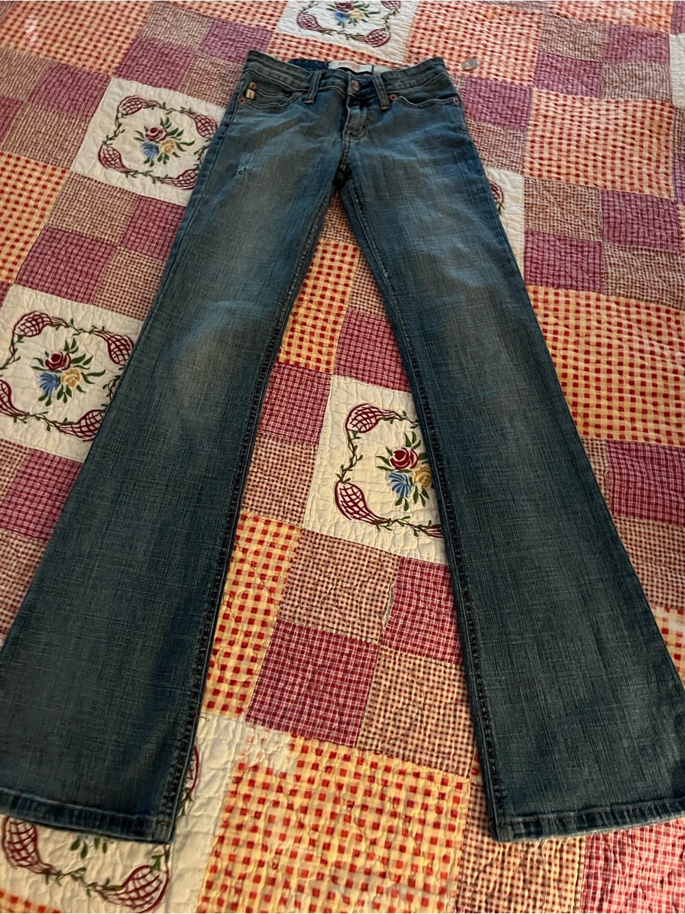 BONGO Women's Dark Blue Distressed Flared Jeans